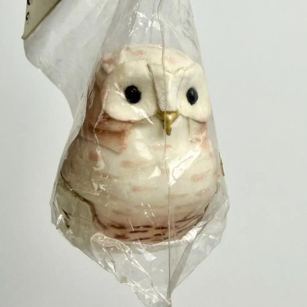 VTG Flocked Bird Ornament Enchanted Holiday Winter Birds Snowy Owl Craft NEW